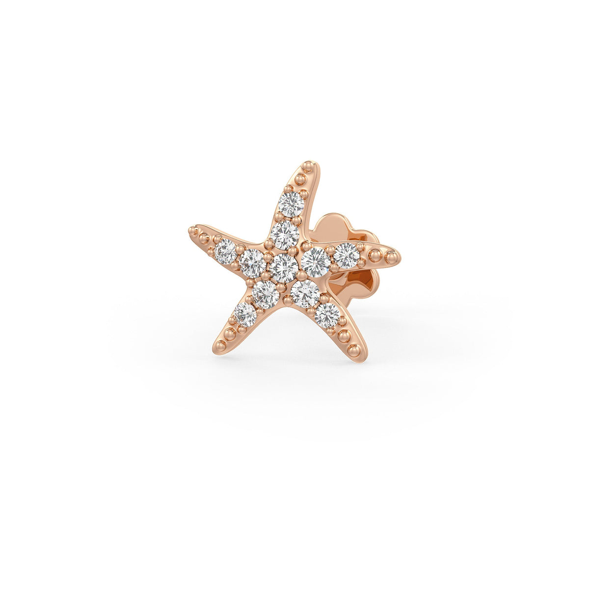 Starfish Diamond Nose Stud Pin 18ct Rose Gold