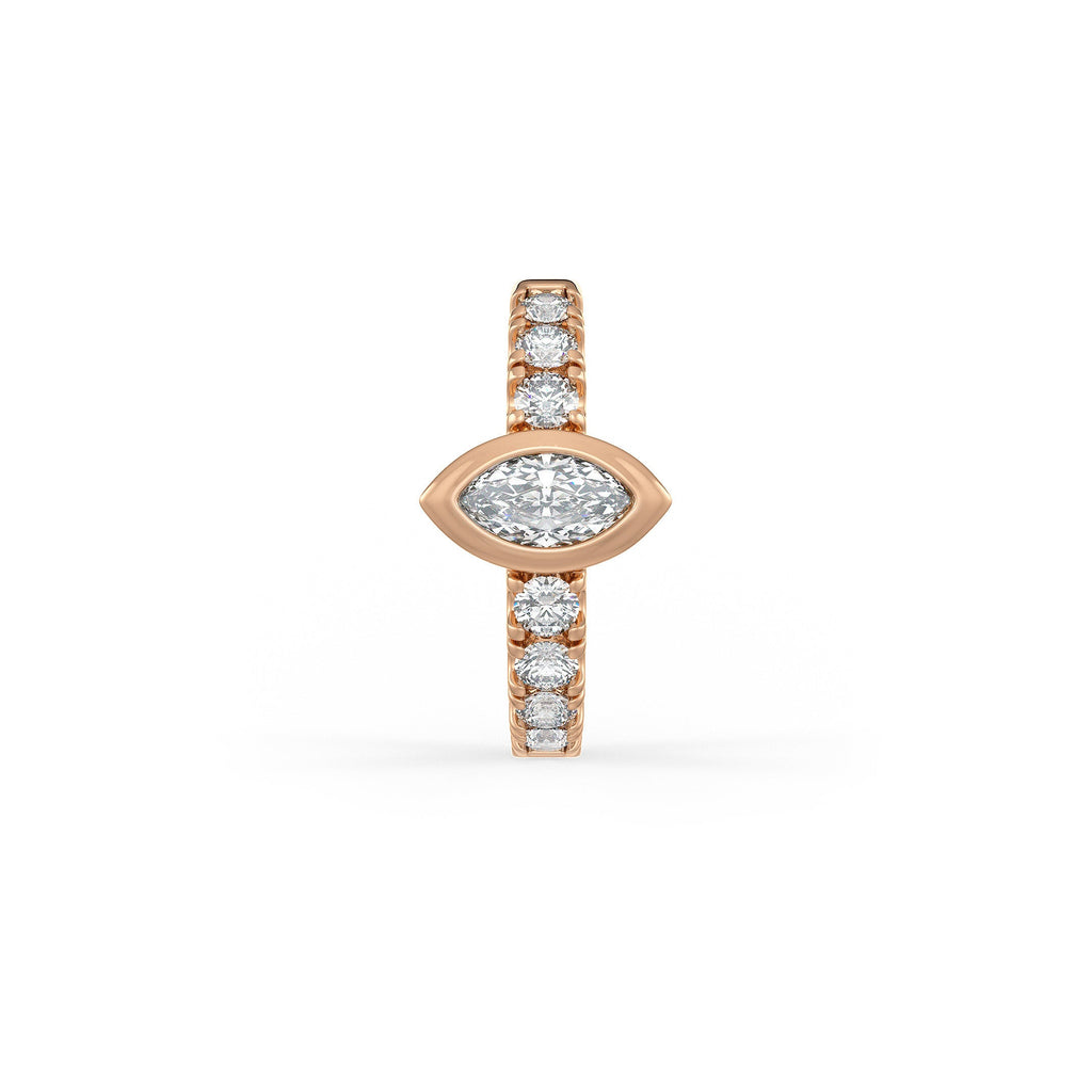18ct Rose Gold Full Eternity 10mm Diamond Hoop Earrings 0.35ct Marquise solitaire (Singular) Cartilage or Lobe