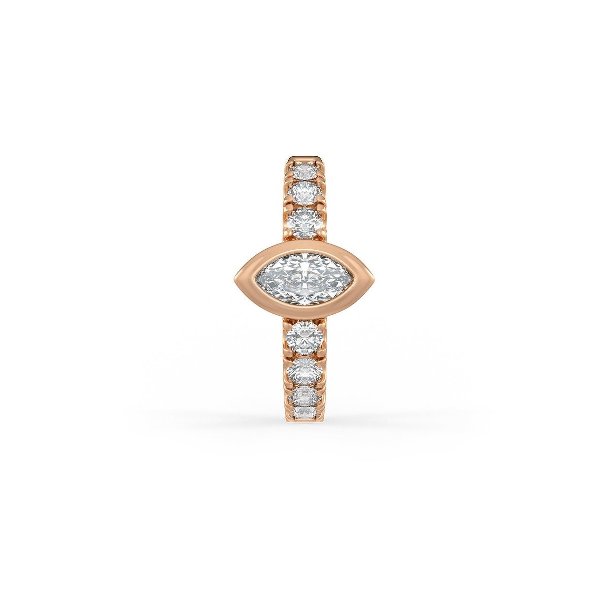 18ct Rose Gold Full Eternity 10mm Diamond Hoop Earrings 0.35ct Marquise solitaire (Singular) Cartilage or Lobe