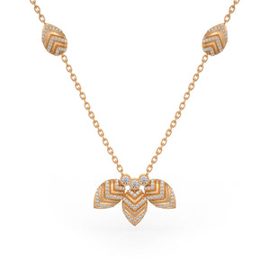 Diamond Necklace 1.20ct in 18ct Rose Gold Water Lily Flower Puff Petals