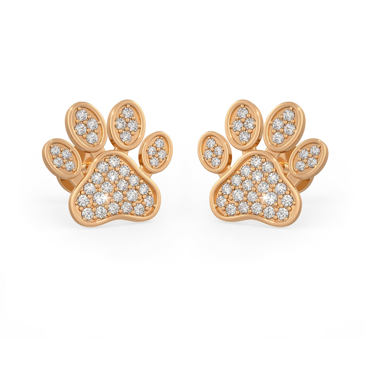 Diamond Paw Earrings Rose Gold