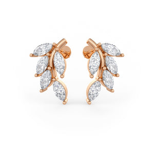 18ct Rose Gold Marquise Diamond Leaf Stud Earrings | 1.20ct | As Seen in TATLER