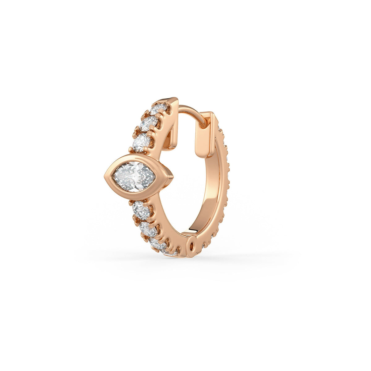 18ct Rose Gold Full Eternity 10mm Diamond Hoop Earrings 0.35ct Marquise solitaire (Singular) Cartilage or Lobe