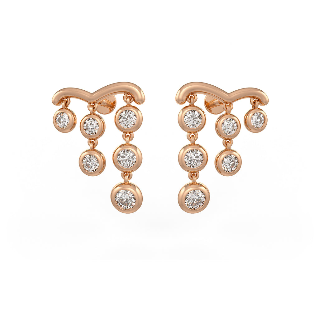 1ct Diamond Earrings in 18ct Rose Gold Raindrops Studs One Carat Drops