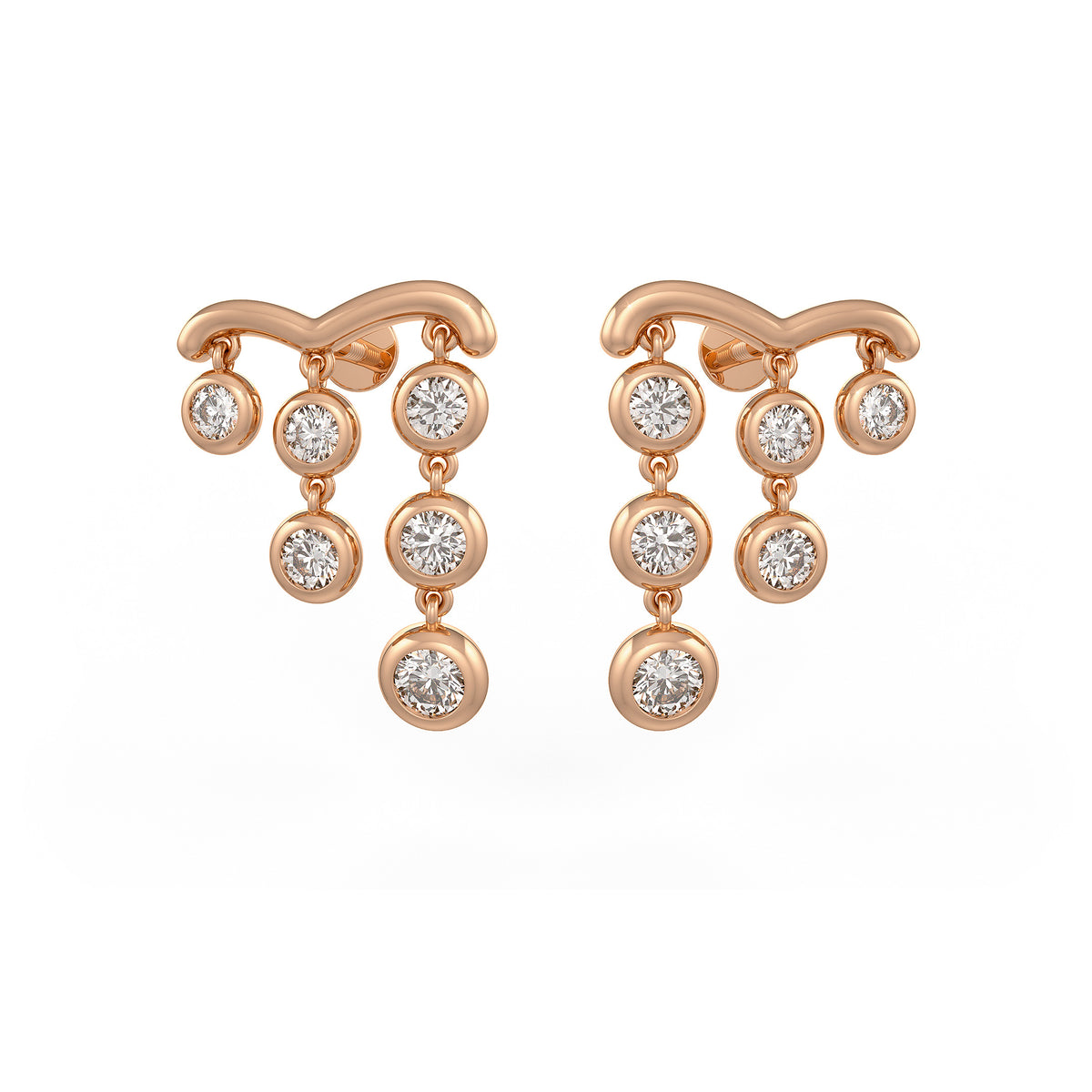 1ct Diamond Earrings in 18ct Rose Gold Raindrops Studs One Carat Drops