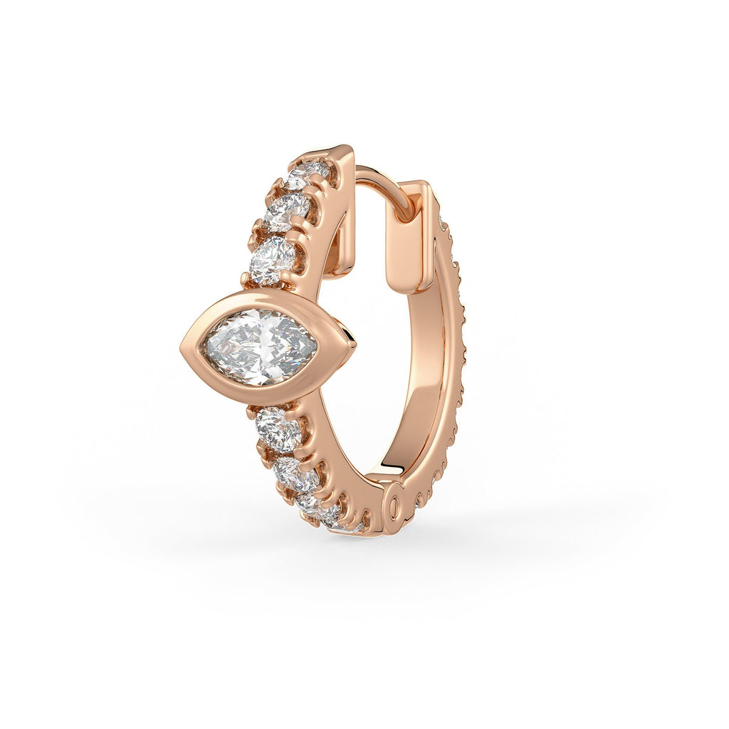 18ct Rose Gold Full Eternity 12mm Diamond Hoop Earrings 0.50ct Marquise solitaire (Singular) Cartilage or Lobe