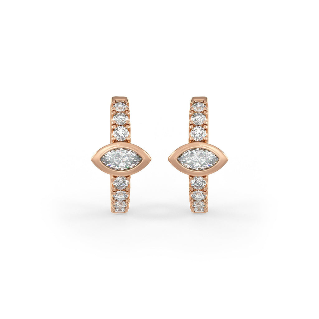 Luxury marquise cut diamond earrings with a rose gold finish