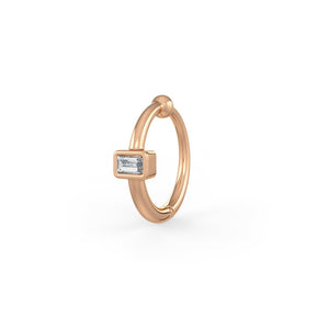 Diamond Nose Ring Hoop in 18ct Rose Gold 0.05 Baguette cut
