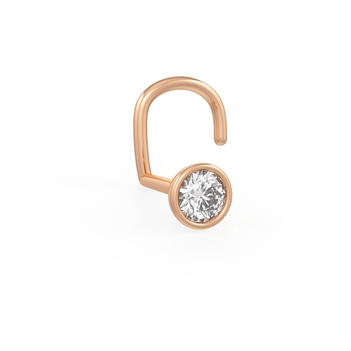 Puce de nez solitaire en diamant serti clos | 0,07 ct VS