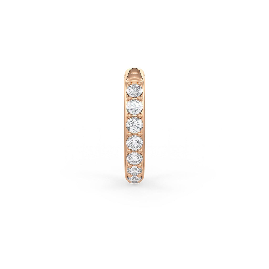 Slim rose gold hoop nose ring with diamonds