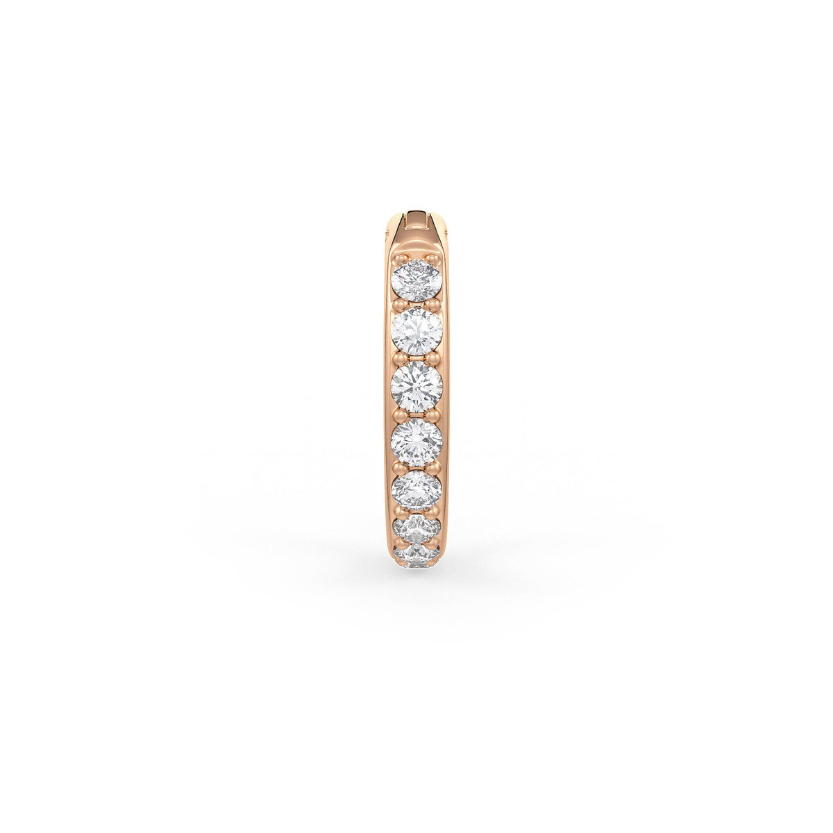 Slim rose gold hoop nose ring with diamonds