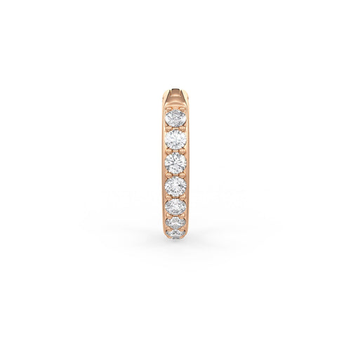 Slim rose gold hoop nose ring with diamonds