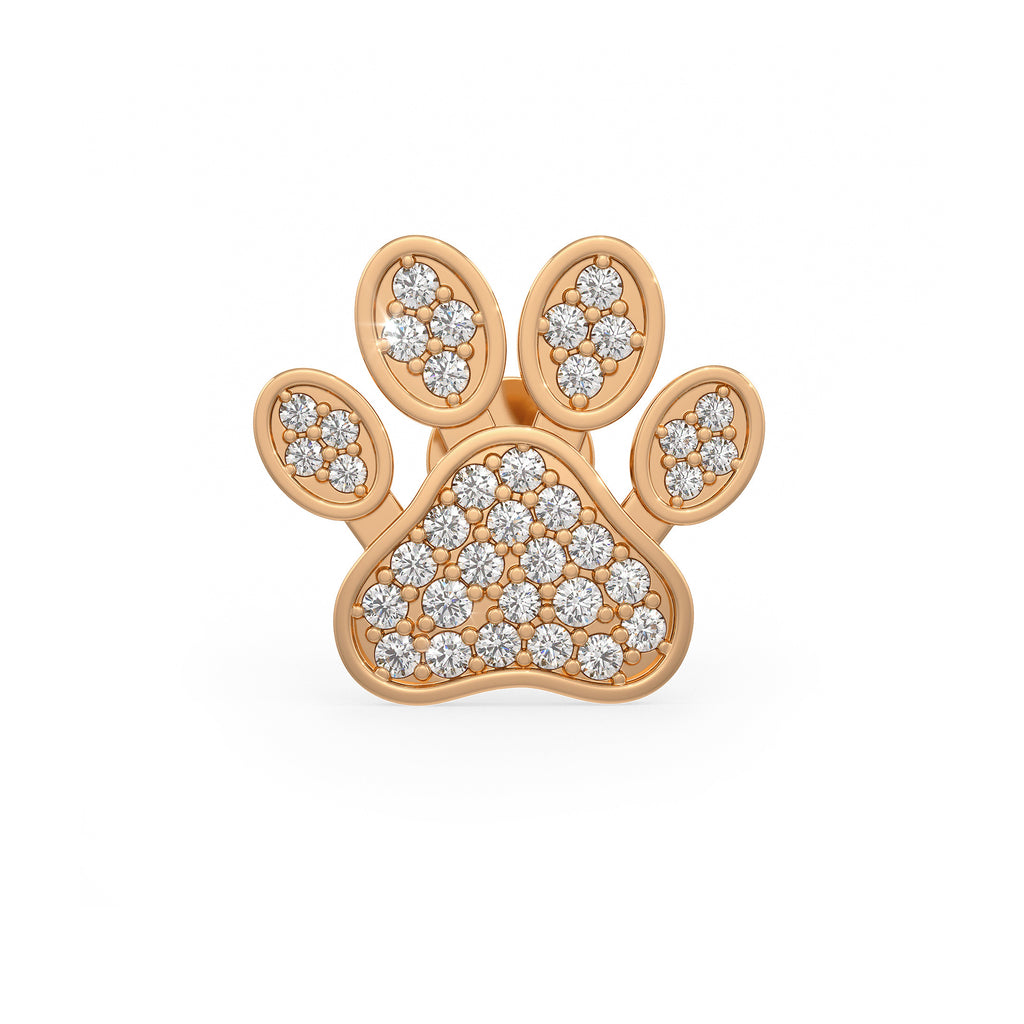 Diamond Paw Earrings Rose Gold