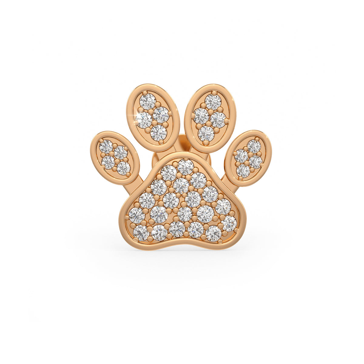 Diamond Paw Earrings Rose Gold