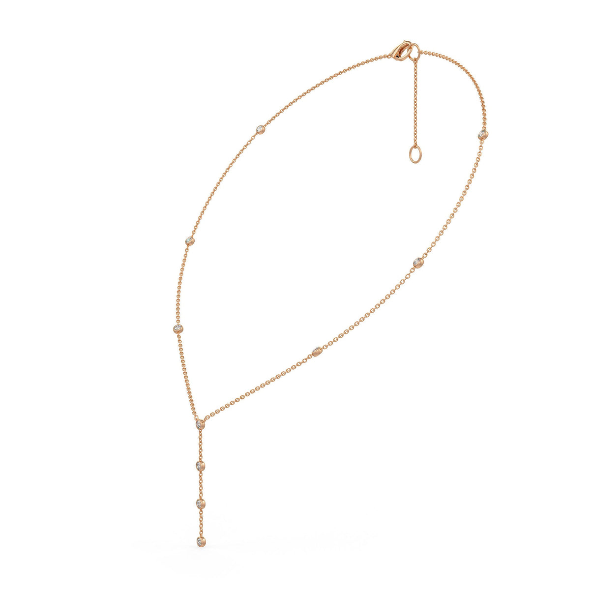 Stunning 10ct Diamond Lariat Necklace in Rose Gold