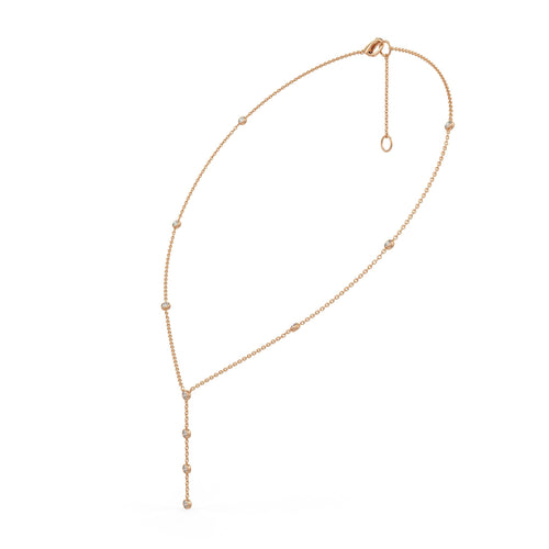Stunning 10ct Diamond Lariat Necklace in Rose Gold