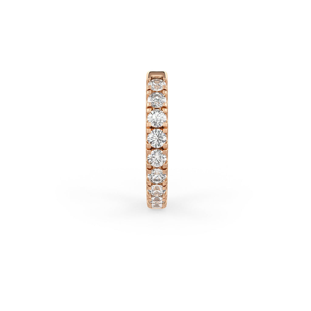 Sparkling rose gold mini hoop with eternity diamonds