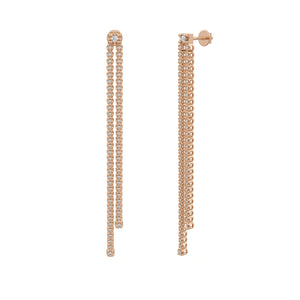Long Drop Tennis Diamond Earrings in 18ct Rose Gold 0.90ct