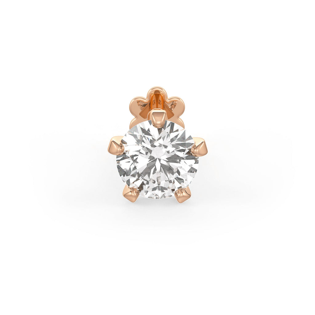 Solitaire Diamond Nose Stud 0.18ct Nasal Piercing 18ct Rose Gold Large Unisex