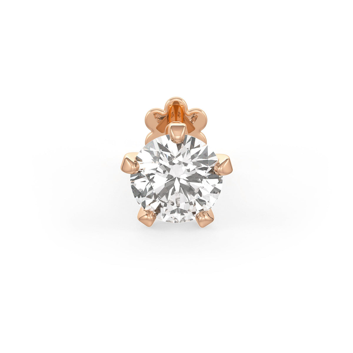 Solitaire Diamond Nose Stud 0.18ct Nasal Piercing 18ct Rose Gold Large Unisex