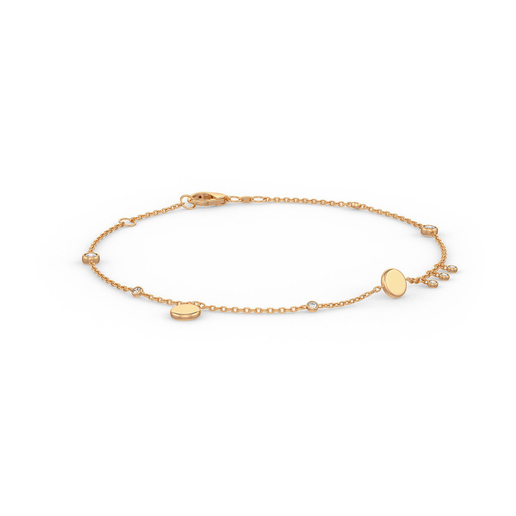 Diamond Bracelet in 18ct Rose Gold 0.22ct Charm Disc on Chain
