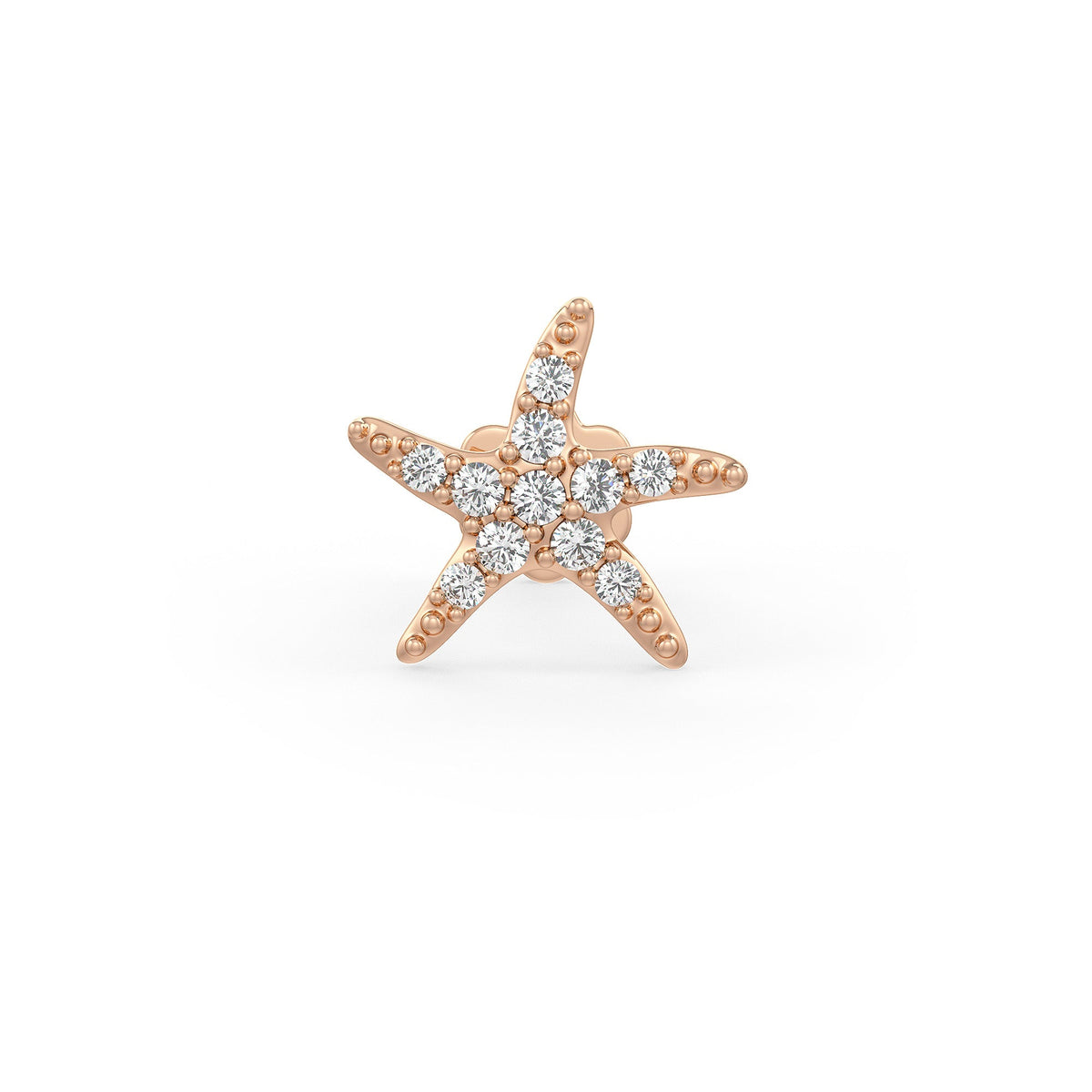 Starfish Diamond Nose Stud Pin 18ct Rose Gold