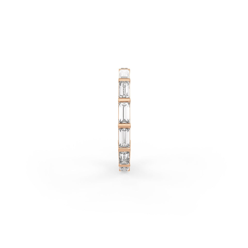 Baguette cut diamond set in an 18ct rose gold nose hoop
