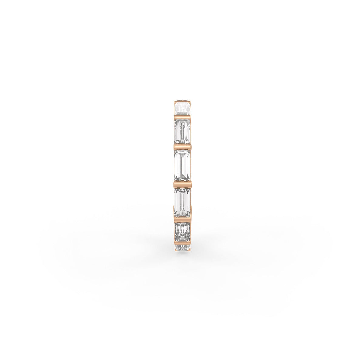 Baguette cut diamond set in an 18ct rose gold nose hoop