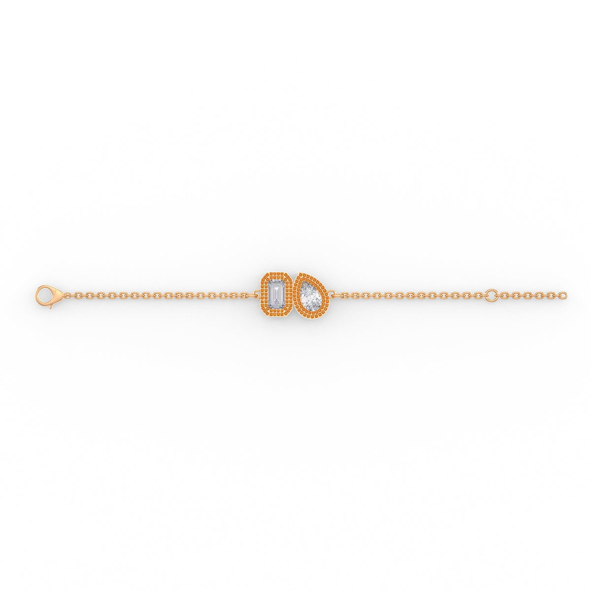 Bracelet Toi Et Moi en or rose 18 carats serti de diamants (0,40 ct).