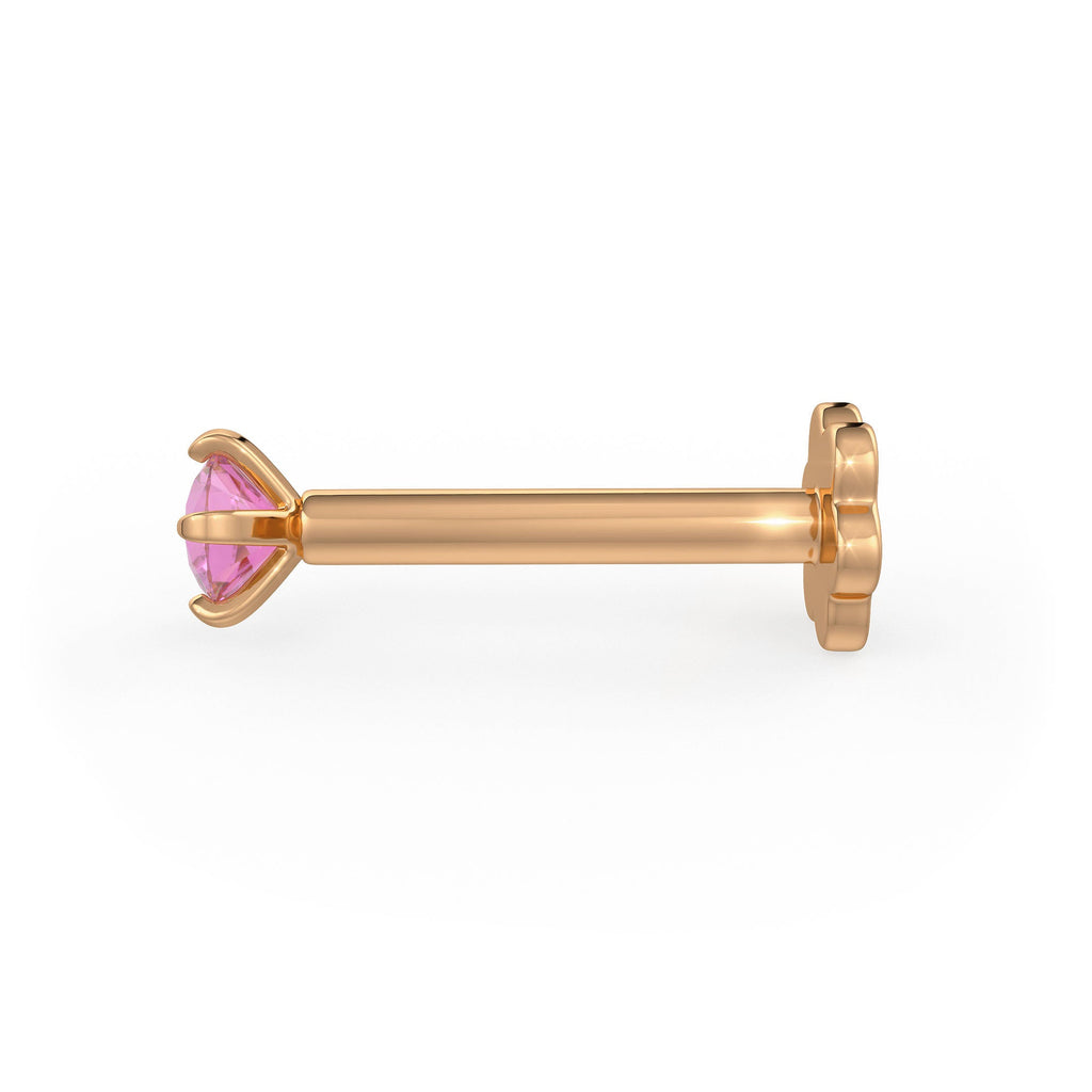  Romantico perno nasale in zaffiro rosa | Oro rosa 18 carati
