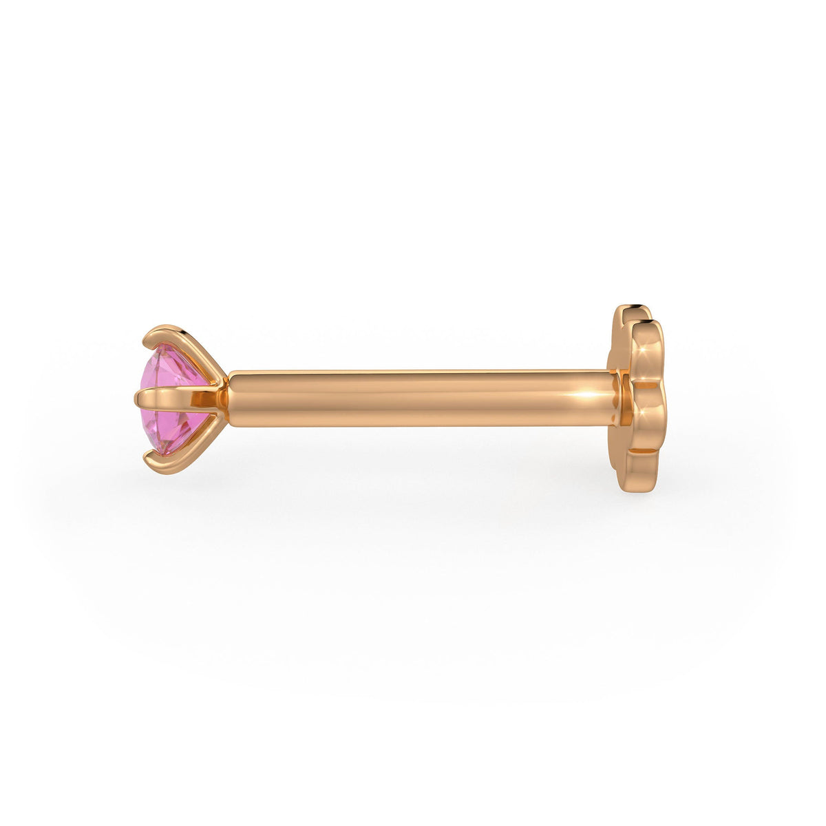  Romantico perno nasale in zaffiro rosa | Oro rosa 18 carati