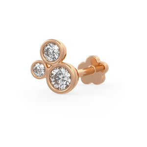 Sparkling Diamond Bubble Nose Stud | 18K Rose Gold