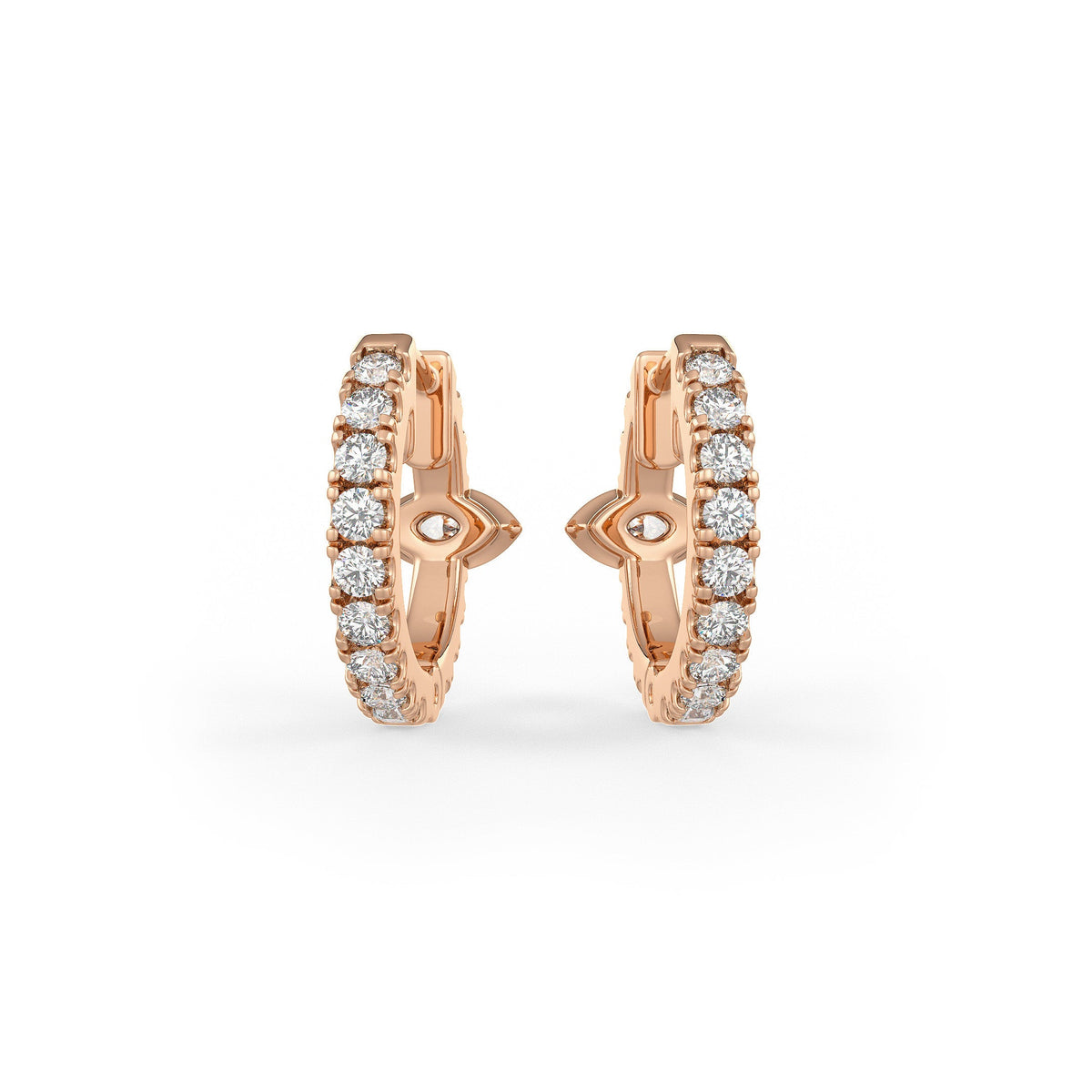  Orecchini a cerchio con diamanti da 1 ct in oro rosa 18 ct, solitario Marquise Full Eternity (coppia) per cartilagine o lobo
