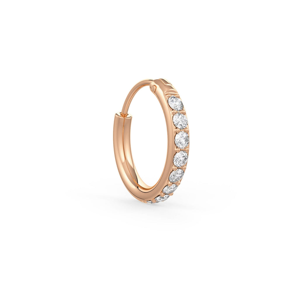 18ct rose gold skinny diamond nose hoop