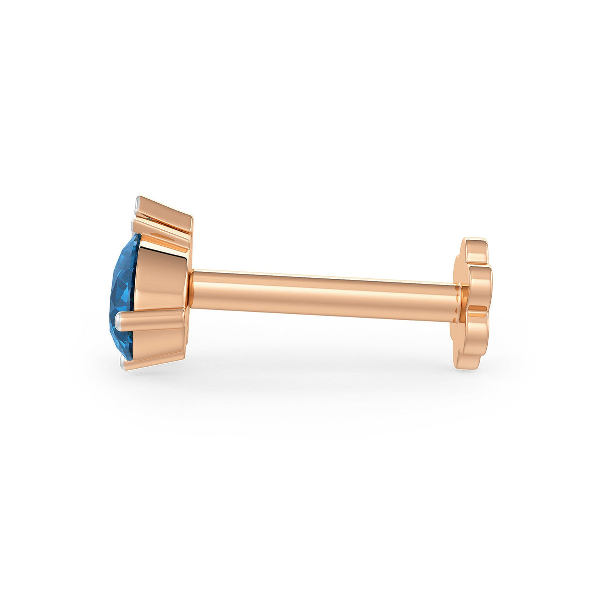 Blue topaz sapphire piercing earring in rose gold