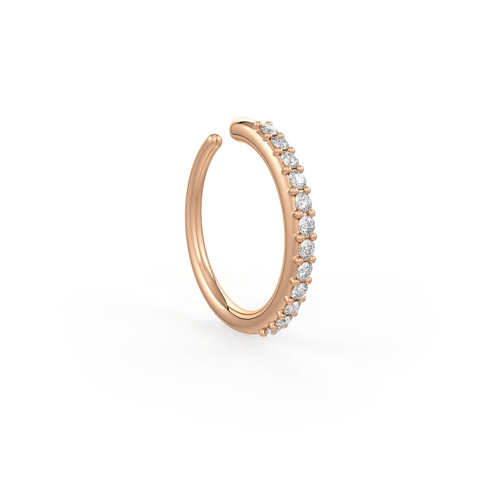 Diamond Skinny Nose Ring Eternity Hoop 18ct Rose Gold