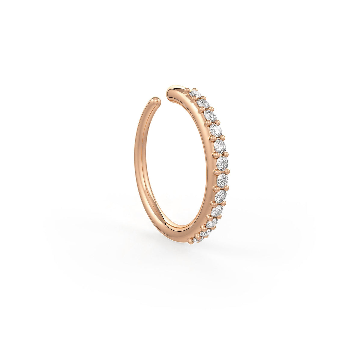 Diamond Skinny Nose Ring Eternity Hoop 18ct Rose Gold