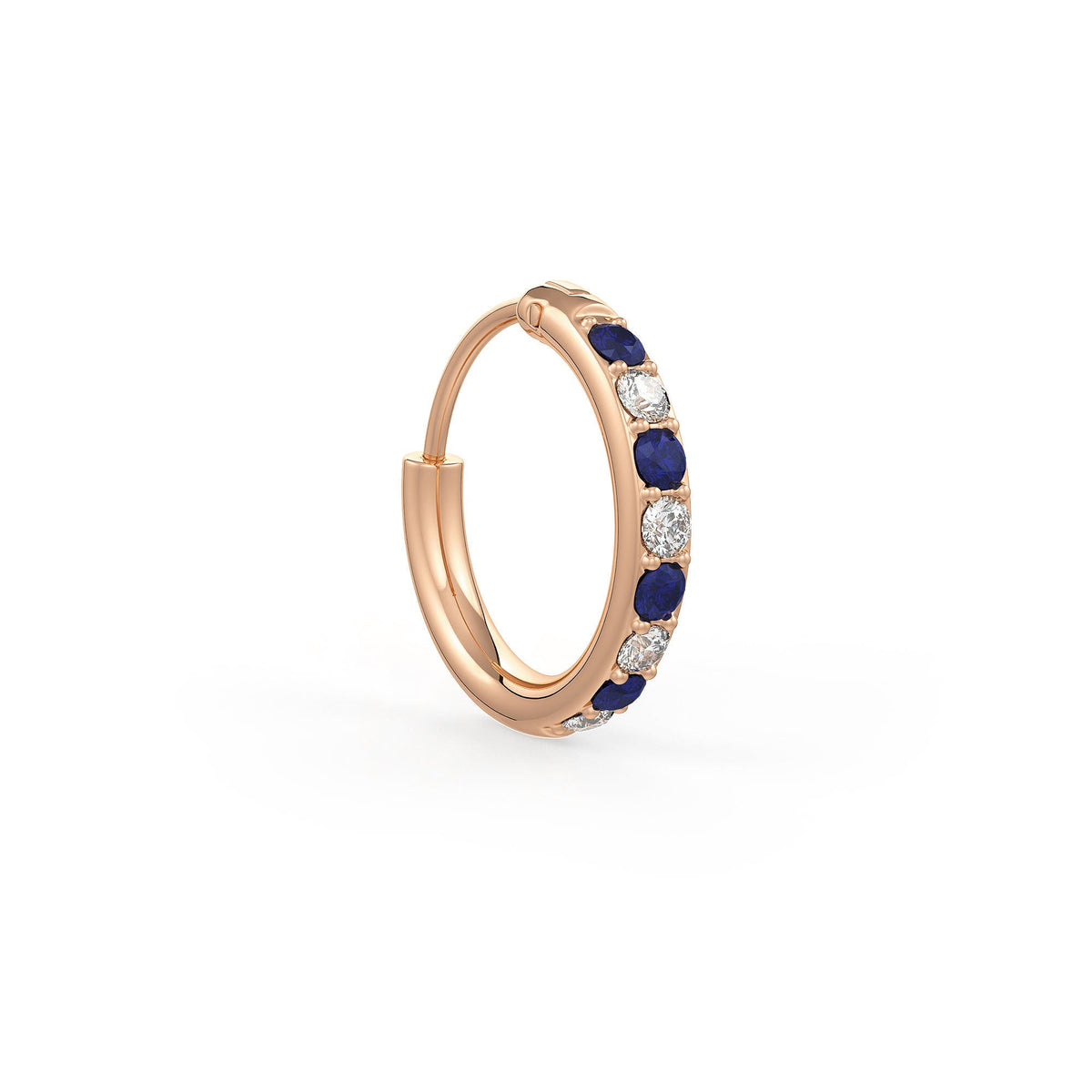 Skinny gemstone nose hoop in 18ct rose gold