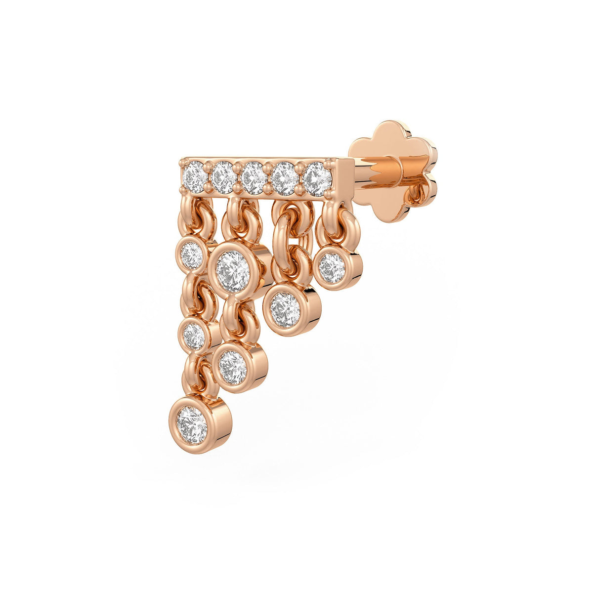 18ct rose gold nose stud with sparkling diamonds