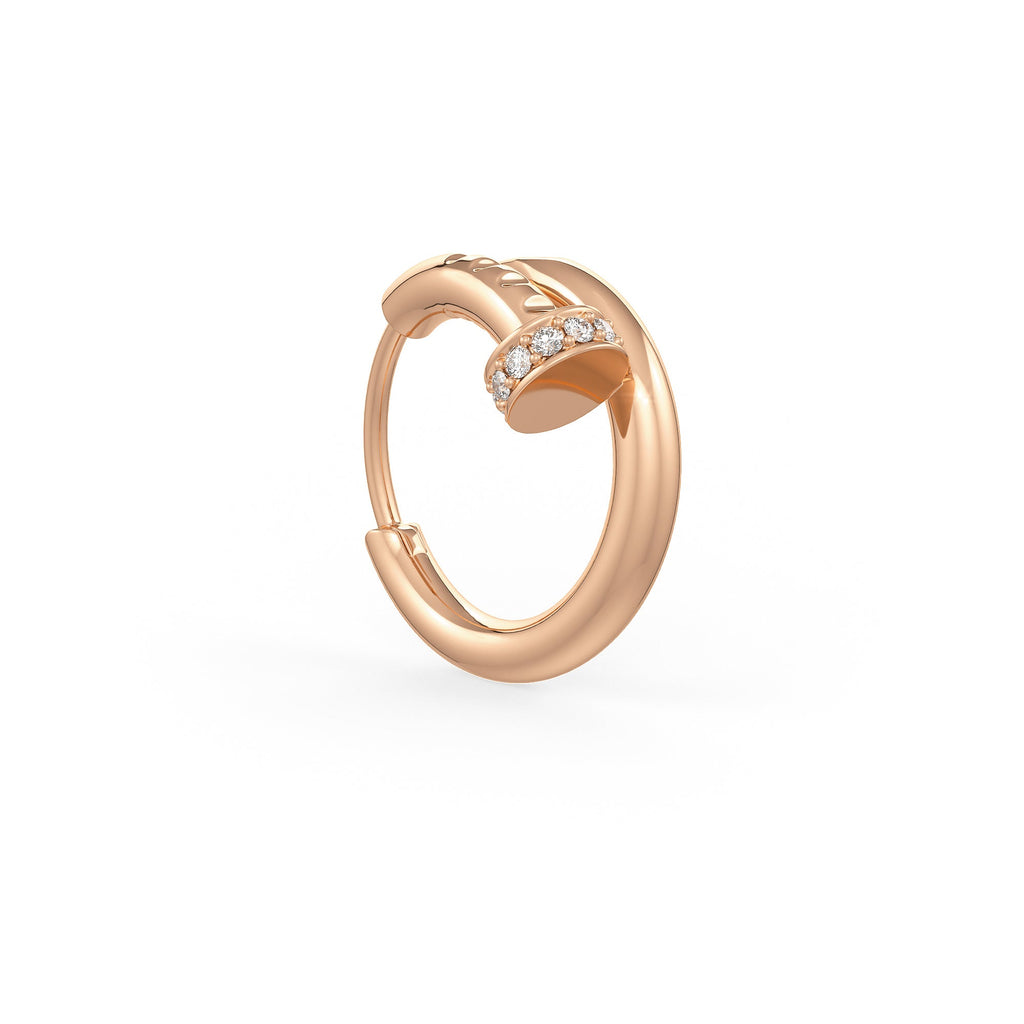 Diamond nail nose hoop in 18ct rose gold