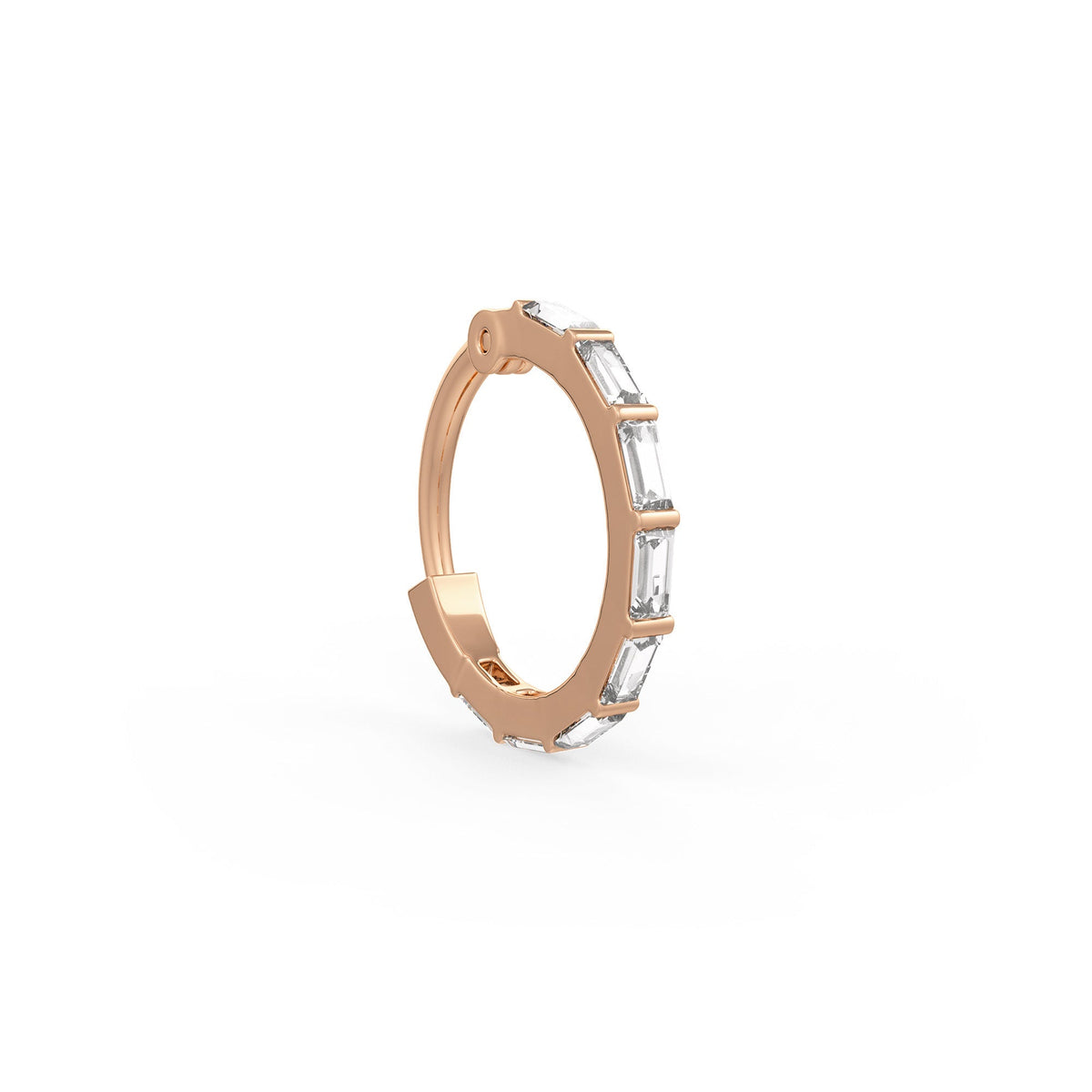 Elegant rose gold diamond nose ring close up