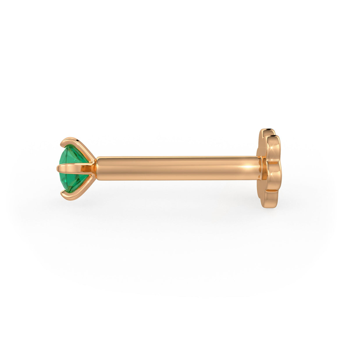  Piercing al naso con smeraldo verde intenso | Oro rosa 18 carati