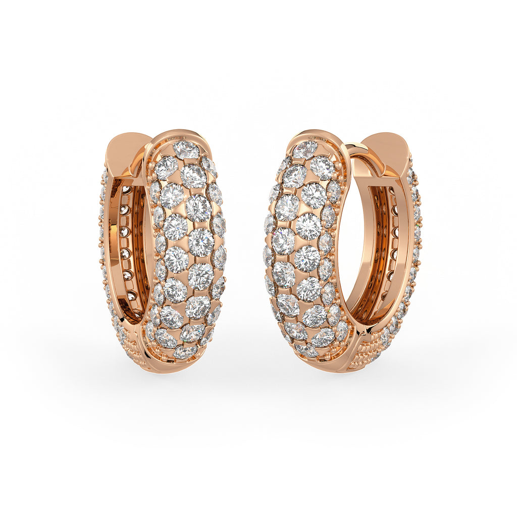 Luxury 5 Row Diamond Hoops in 18ct Rose Gold