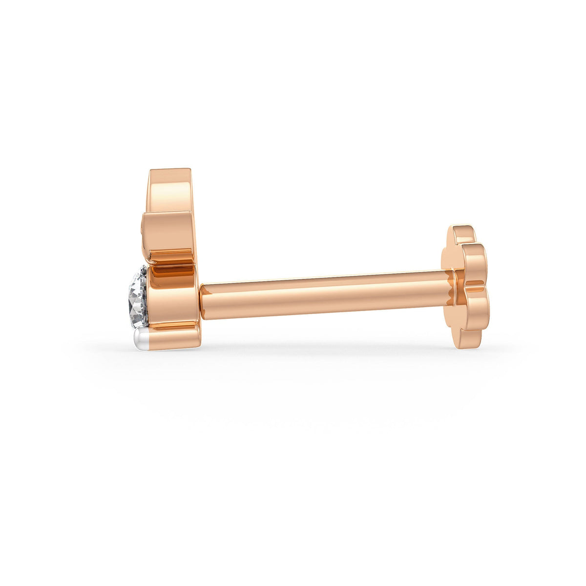 Rose gold earring with a clear gemstone 