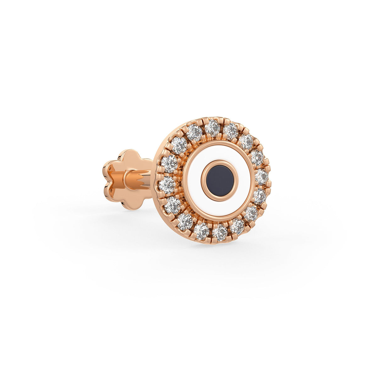 Elegant evil eye diamond nose stud in rose gold