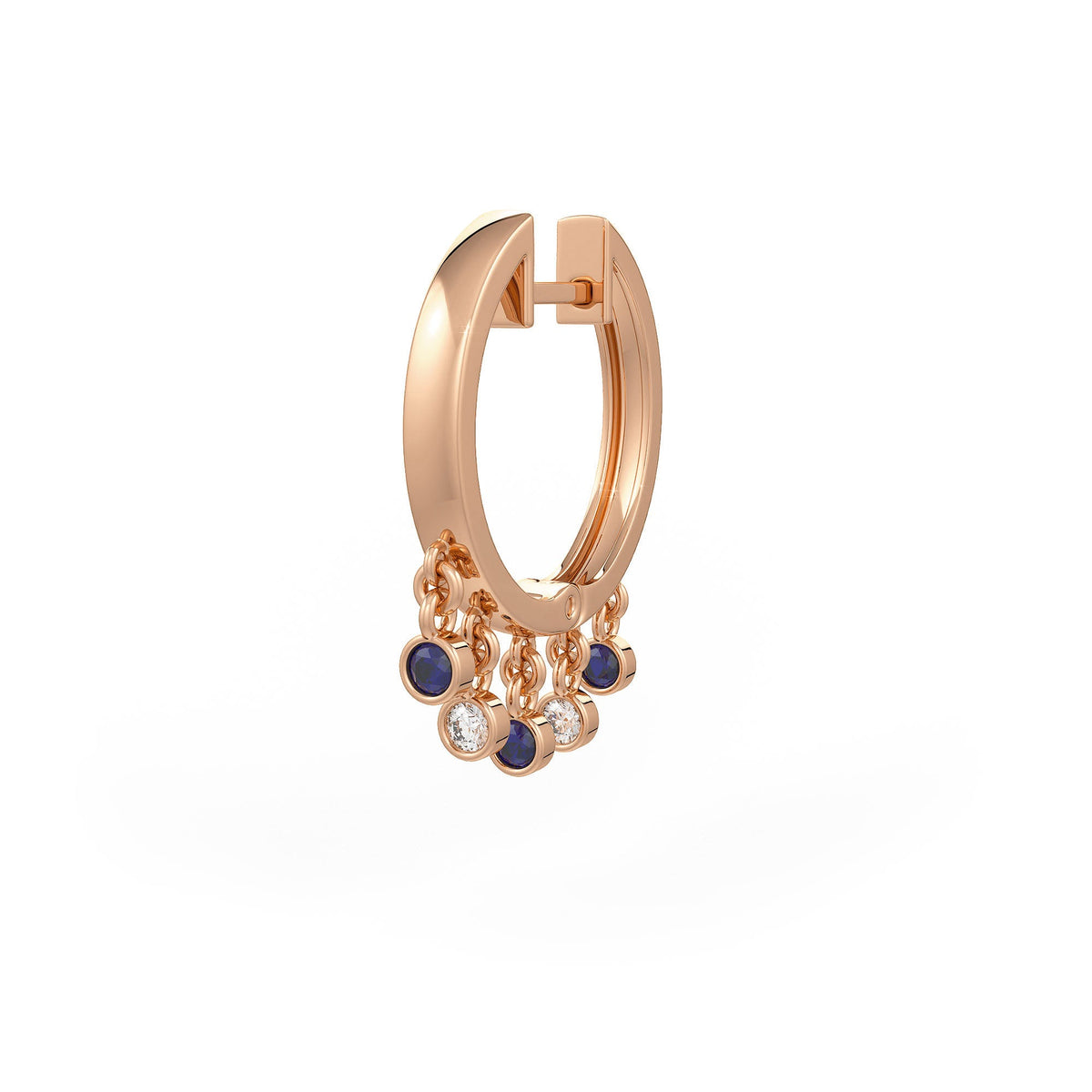Elegant sapphire and diamond hoop earrings with dangling dewdrops