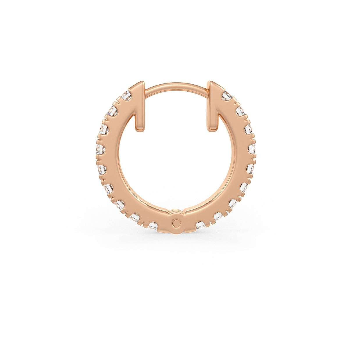 Solid 18ct rose gold earring with all-around diamonds