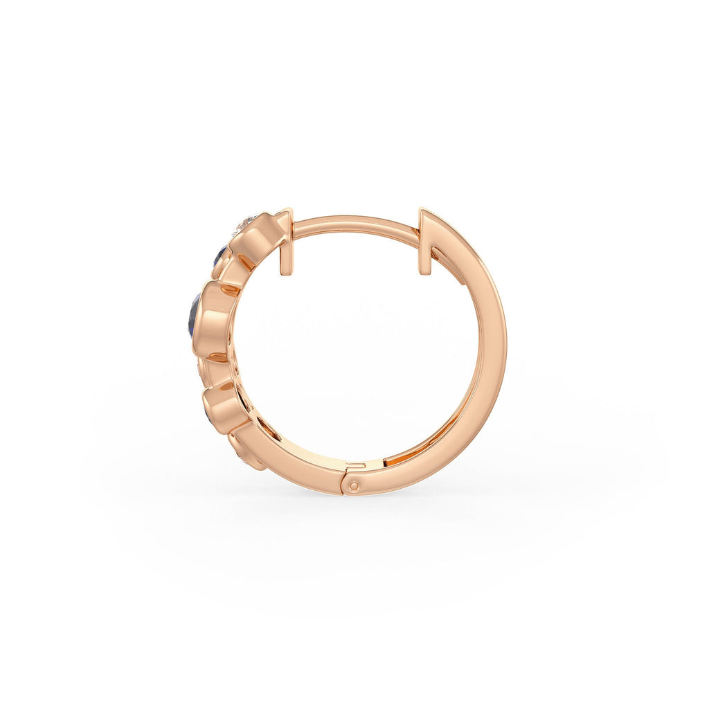 Diamond Sapphire Bubble Hoops Earrings 18ct Rose Gold