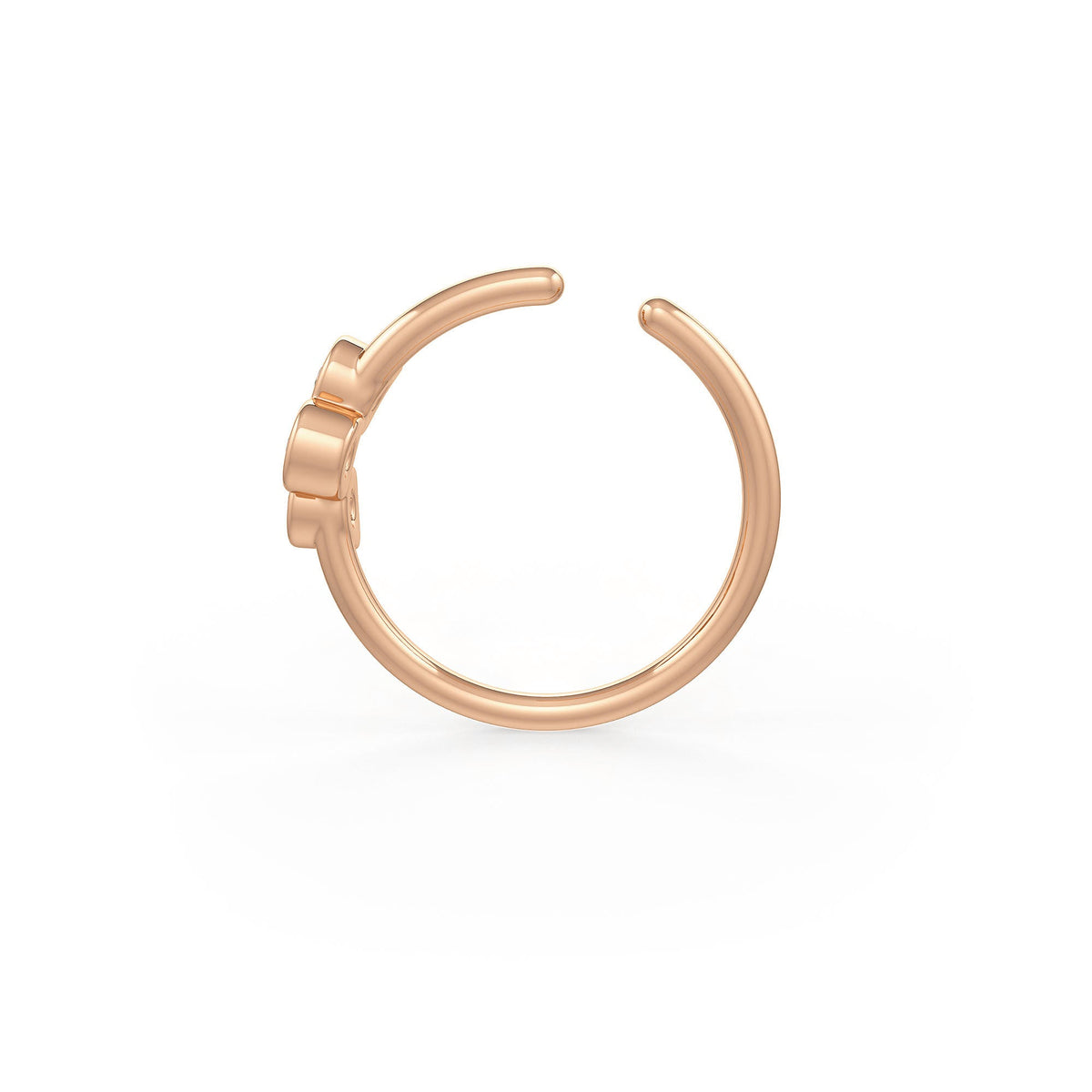 Skinny Diamond Nose Hoop Trilogy Ring 18ct Rose Gold