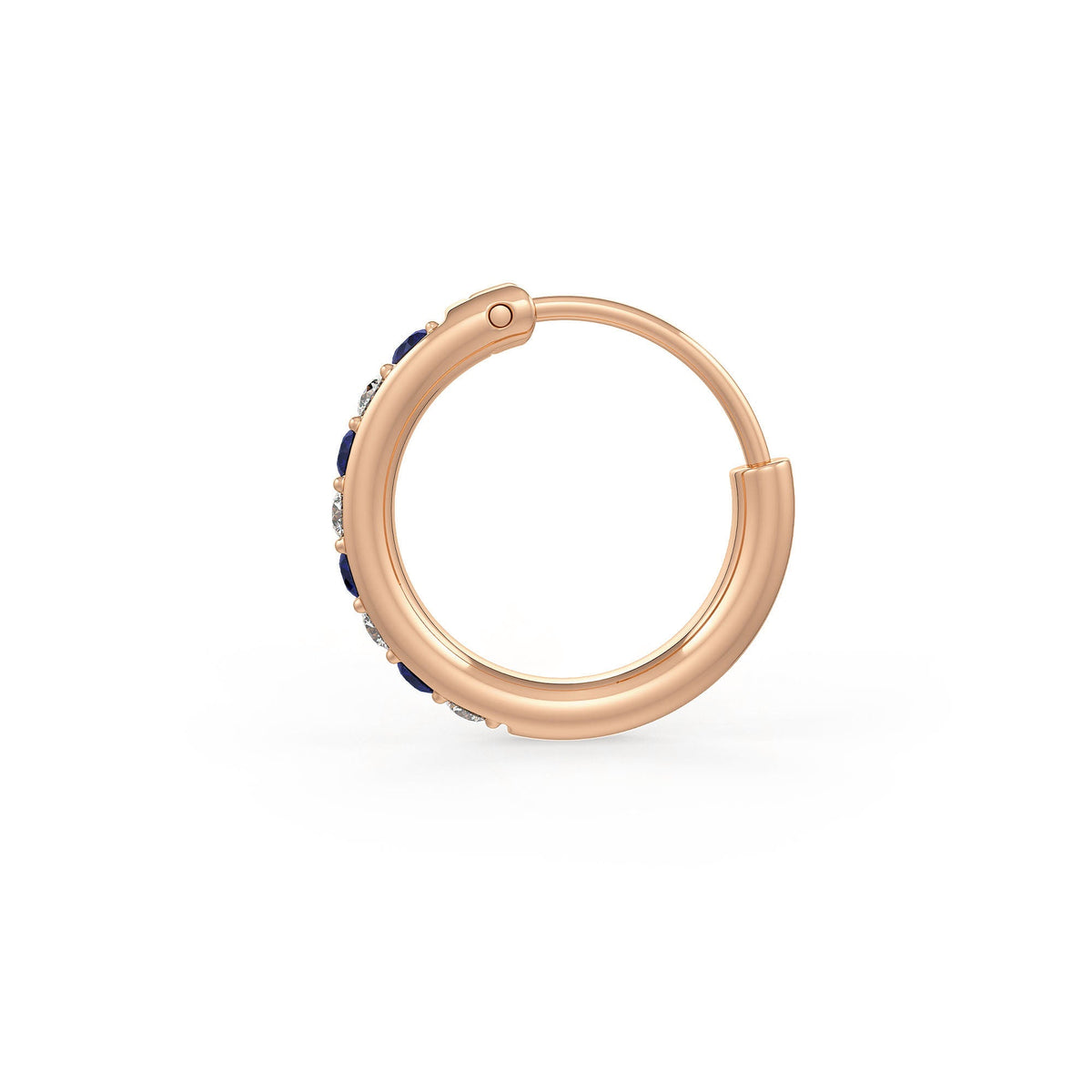 Chic skinny diamond sapphire hoop in 18ct